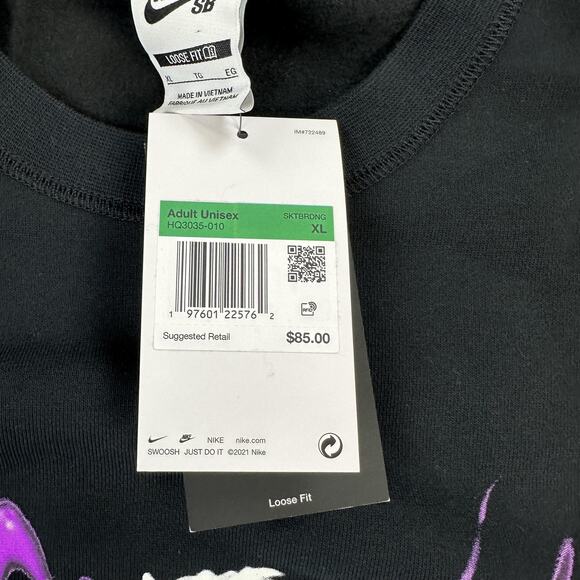 Nike SB Sweatshirt Mens Extra Large Horse Graphic Loose Fit HQ3035-010 - Picture 6 of 10